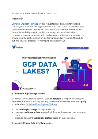 what are the best practices for gcp data lakes