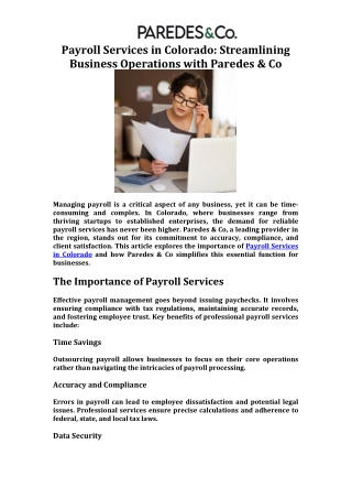 payroll services in colorado streamlining