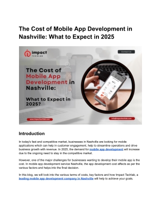 the cost of mobile app development in nashville