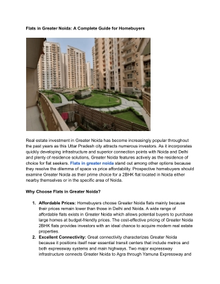 Flats in Greater Noida_ A Complete Guide for Homebuyers