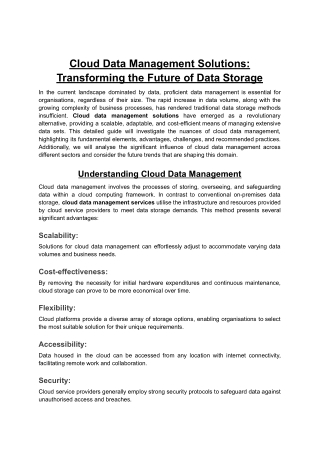 Efficient Cloud Storage & Data Management Solutions