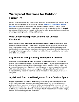 Waterproof Cushions for Outdoor Furniture