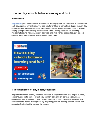 How do play schools balance learning and fun