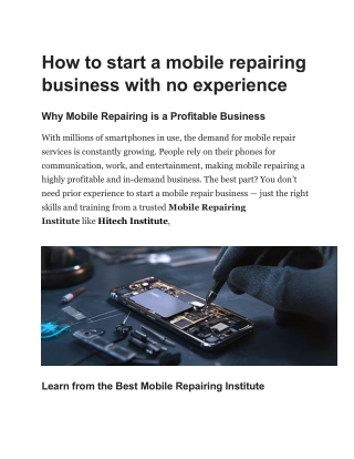 how to start a mobile repairing business with
