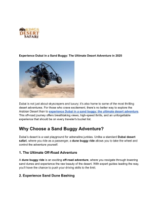 Experience Dubai in a Sand Buggy: The Ultimate Desert Adventure in 2025