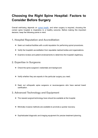 Choosing the Right Spine Hospital_ Factors to Consider Before Surgery