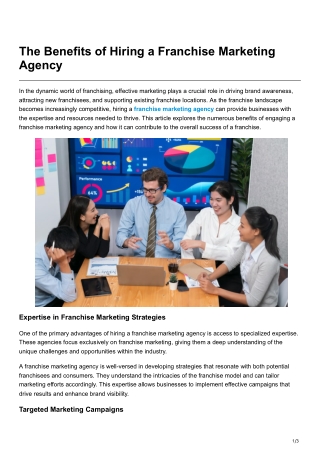 The Benefits of Hiring a Franchise Marketing Agency