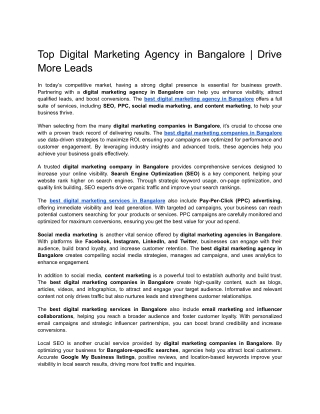 Top Digital Marketing Agency in Bangalore | Drive More Leads