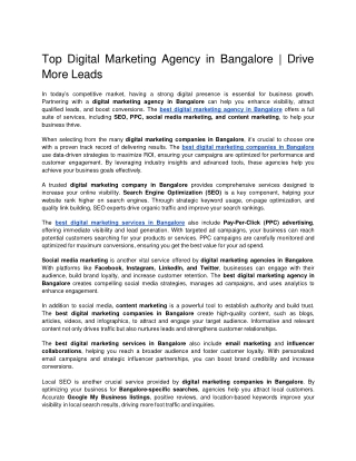 Top Digital Marketing Agency in Bangalore | Drive More Leads