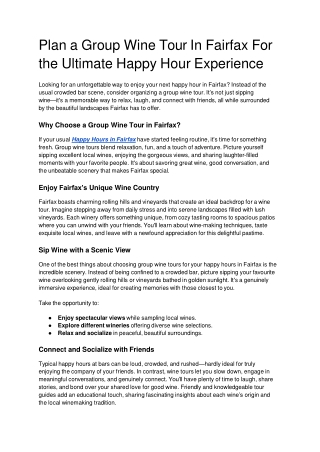 Plan a Group Wine Tour In Fairfax For the Ultimate Happy Hour Experience (1)