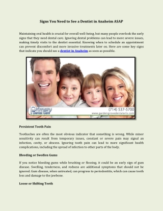 Signs You Need to See a Dentist in Anaheim ASAP