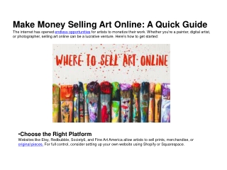 make money selling art online a quick guide