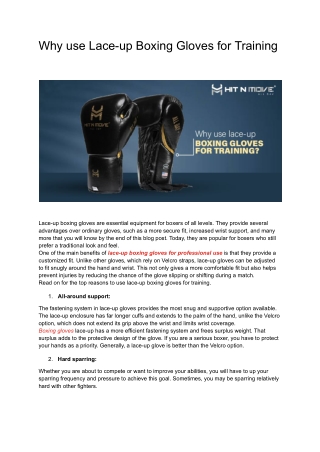Benefits of Lace-Up Boxing Gloves for Training | Hit N Move