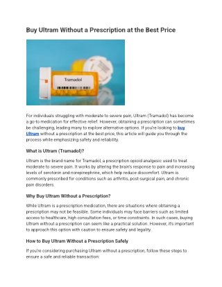 Buy Ultram Without a Prescription at the Best Price