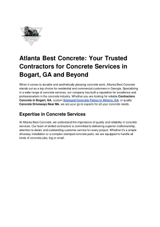 Atlanta Best Concrete_ Your Trusted Contractors for Concrete Services in Bogart, GA and Beyond