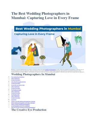 The Best Wedding Photographers in Mumbai Capturing Love in Every Frame