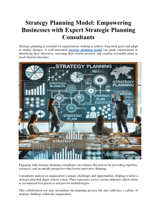 Strategy Planning Model: Empowering Businesses with Expert Strategic Planning Co