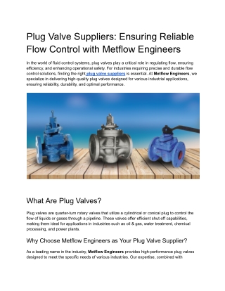 plug valve suppliers ensuring reliable flow