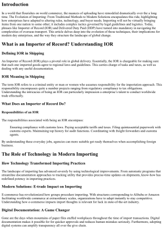 The Evolution of Importing: From Traditional Methods to Modern Solutions