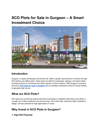 SCO Plots for Sale in Gurgaon – A Smart Investment Choice
