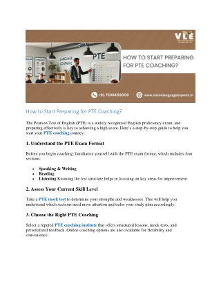 How to Start Preparing for PTE Coaching