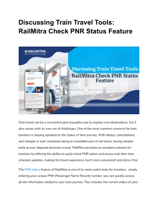 Discussing Train Travel Tools_ RailMitra Check PNR Status Feature