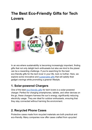 The Best Eco-Friendly Gifts for Tech Lovers