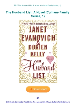 PDF The Husband List A Novel (Culhane Family Series  1)