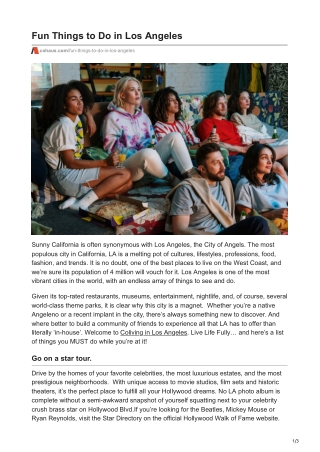 Fun Things to Do in Los Angeles - COHAUS LLC