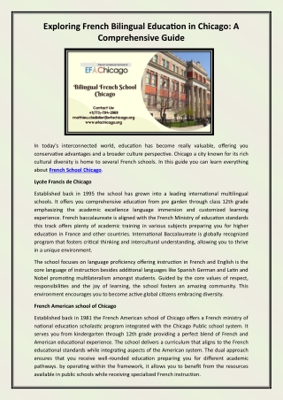 Bilingual French School Chicago