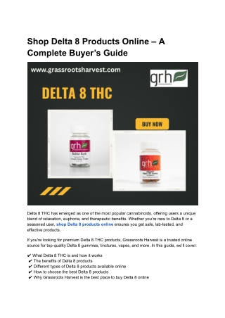 Shop Delta 8 Products Online – A Complete Buyer’s Guide