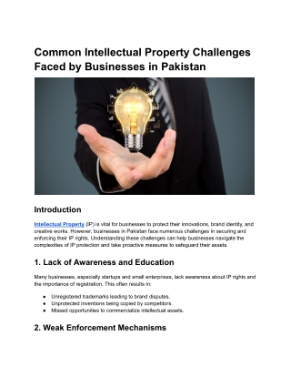 Common Intellectual Property Challenges Faced by Businesses in Pakistan.