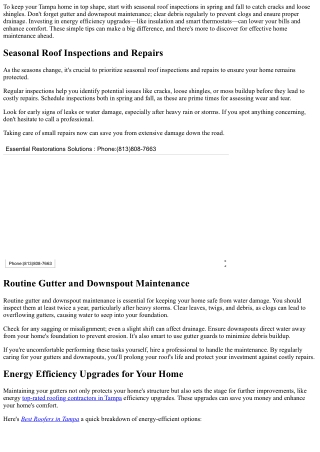 Essential Tips for Tampa Roof and Home Maintenance
