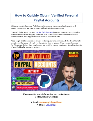 how to quickly obtain verified personal paypal