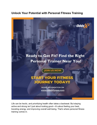 Unlock Your Potential with Personal Fitness Training