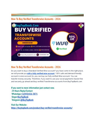 How To Buy Verified Transferwise Accounts - 2026