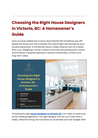 Choosing the Right House Designers in Victoria, BC_ A Homeowner’s Guide
