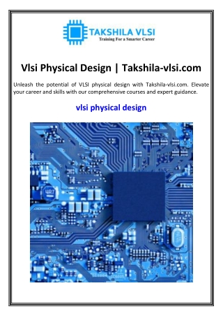 Vlsi Physical Design  Takshila-vlsi.com