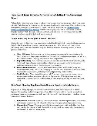 Top-Rated Junk Removal Services for a Clutter-Free, Organized Space