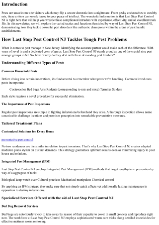 How Last Stop Pest Control NJ Tackles Tough Pest Problems