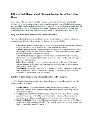 Efficient Junk Removal and Cleanout Services for a Clutter-Free Home