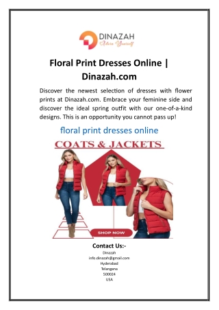 Floral Print Dresses Online | Dinazah.com
