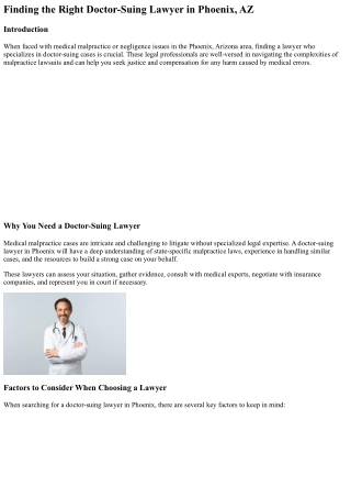 finding the right doctor suing lawyer in phoenix