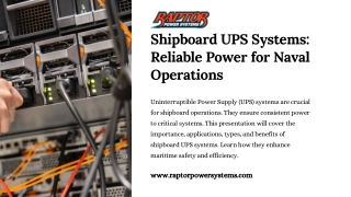 Shipboard UPS Systems Reliable Power for Naval Operations