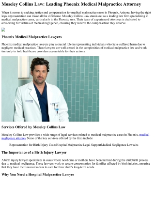 Moseley Collins Law: Leading Phoenix Medical Malpractice Attorney