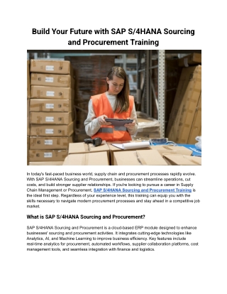 Build Your Future with SAP S_4HANA Sourcing and Procurement Training