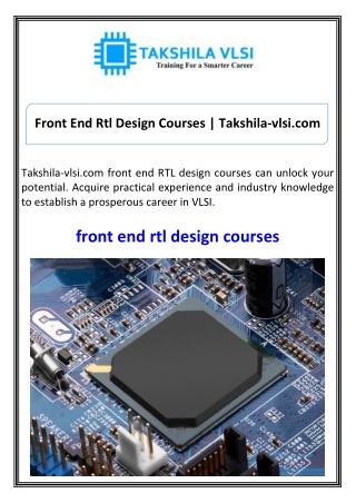 Front End Rtl Design Courses  Takshila-vlsi.com