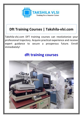Dft Training Courses  Takshila-vlsi.com