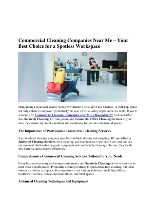 Commercial Cleaning Companies Near Me – Your Best Choice for a Spotless Workspace