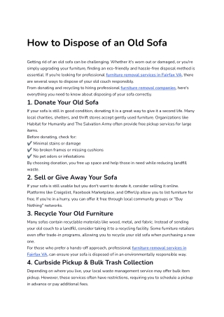 How to Dispose of an Old Sofa the Right Way